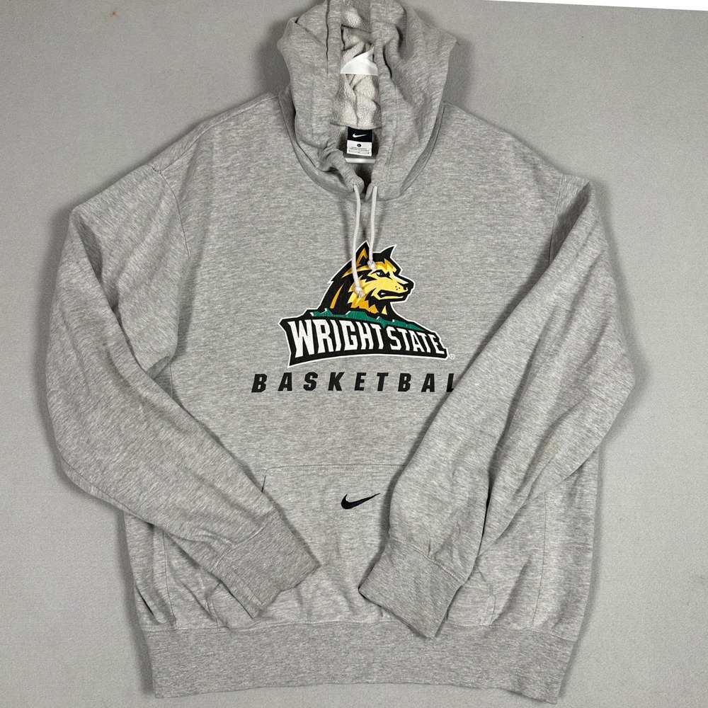 Wright State Raiders Nike Hoodie Mens Large Grey Basketball Pullover Sweatshirt